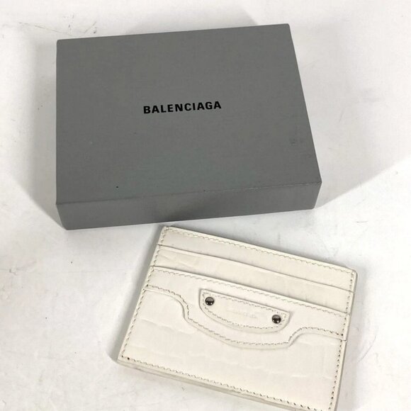 BALENCIAGA 640109 logo Business Card Holder Pass Case Card Case - Picture 1 of 14